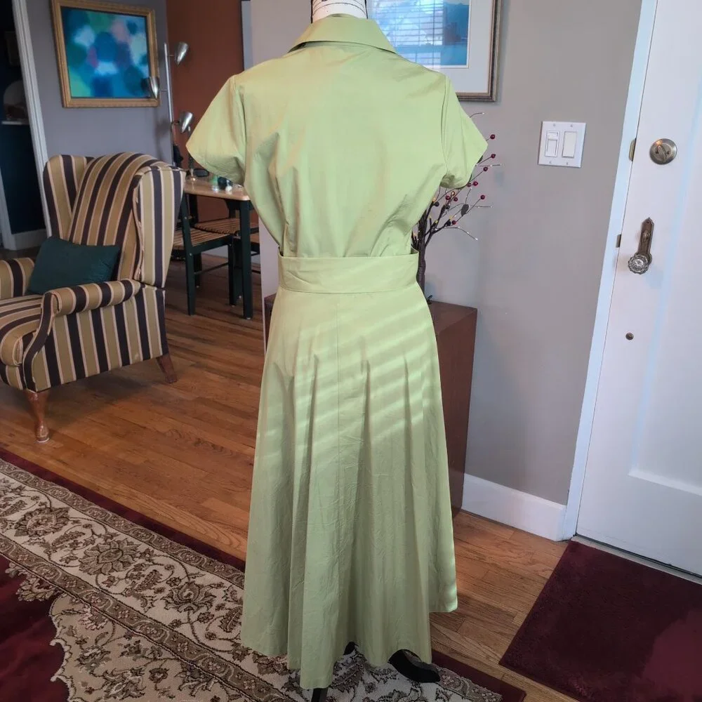 The J Peterman Company 1947 Green Shirt Dress Size 10 - Picture 5 of 9